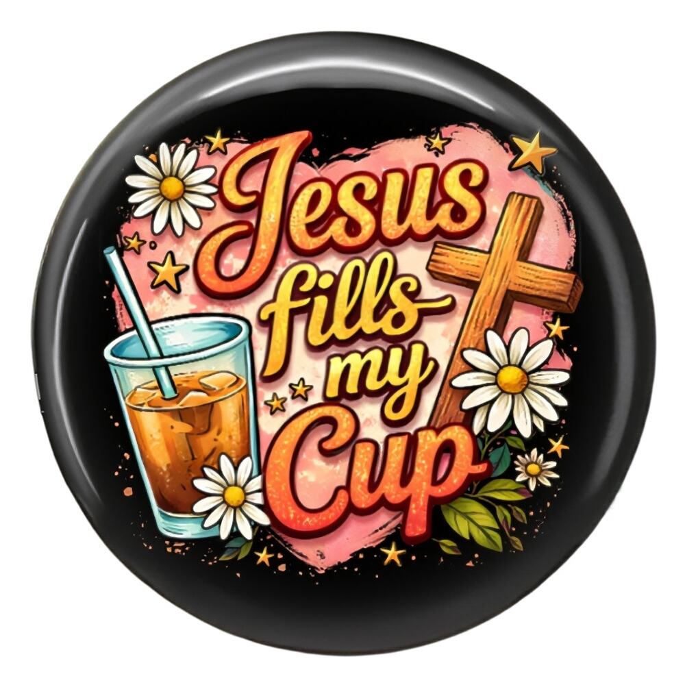 Jesus Fills My Cup Badge Reel Christian Faith Gift Retractable ID Holder - Picture 2 of 4